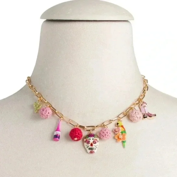 Betsey Johnson COWGIRL CHARM NECKLACE PINK NWT - Picture 1 of 5